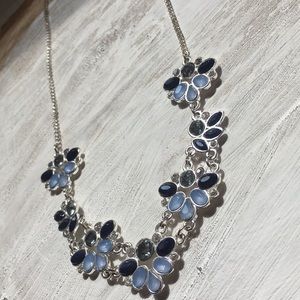 Navy and sky blue statement necklace